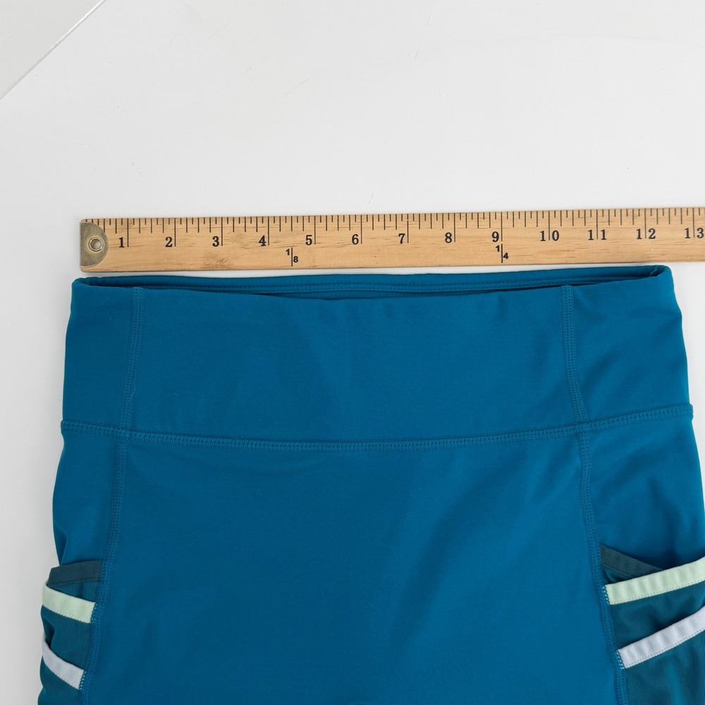 Fabletics Biker Shorts Womens S Teal Blue High Waisted Pockets Athletic - Picture 3 of 7